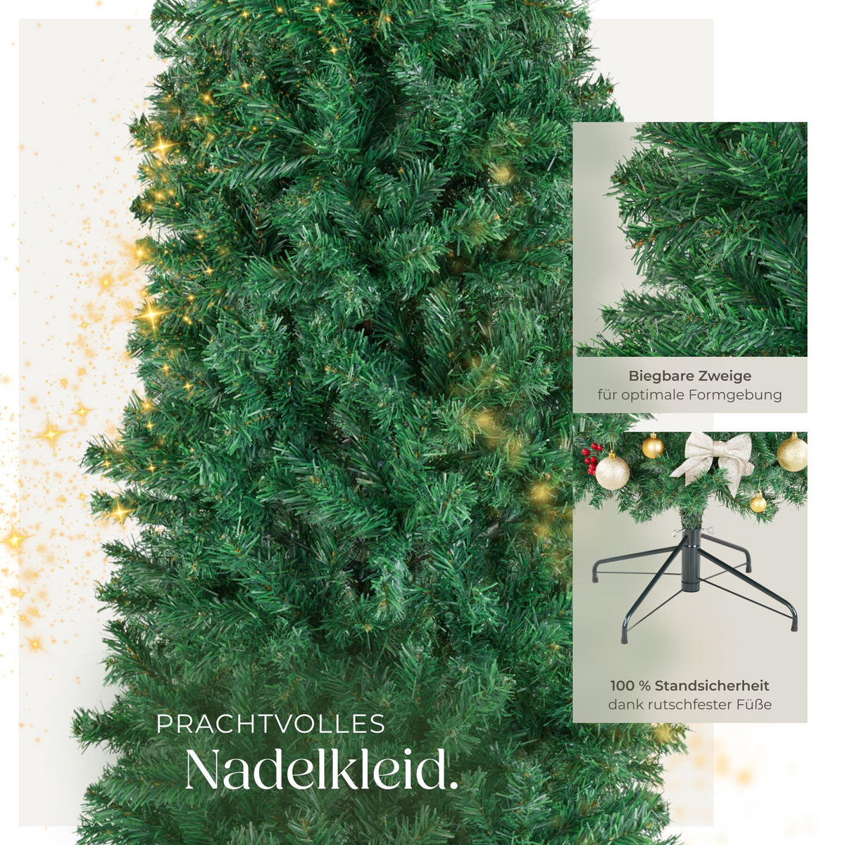 WEIHNACHTSBAUM Comet, pulverbeschichteter Metallständer mit Kunststoffkappen, grün - Grün, Kunststoff (200cm) - tectake