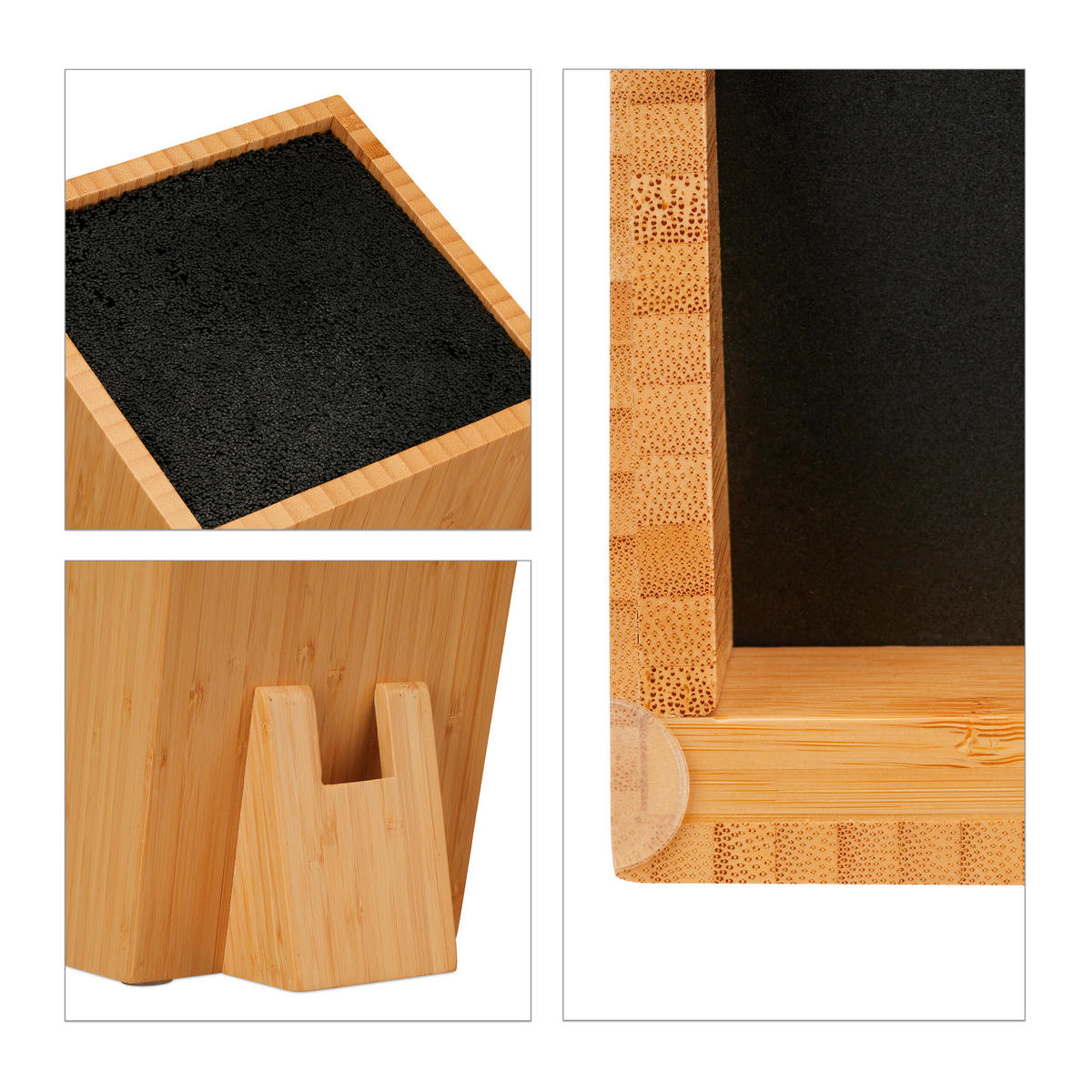 MESSERBLOCK - Hellbraun, Holz/Kunststoff (14.5/25/22cm) - Relaxdays