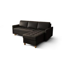ECKSOFA KONGO RBN08, Eckcouch in L-Form mit Schlaffunktion, Farbe: Schwarz, Kunstleder, Ottomane Rechts - Schwarz, Textil (240/180cm) - O-Sofa