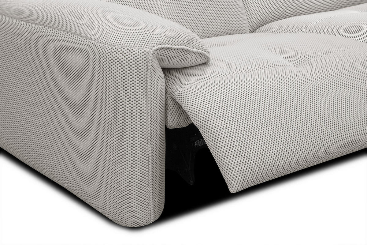 ECKSOFA TRENTO 4-Sitzer mit 1 Relaxfunktion, ecru - Ecru/Schwarz, Holzwerkstoff/Kunststoff (262/165cm) - Courtois Laville