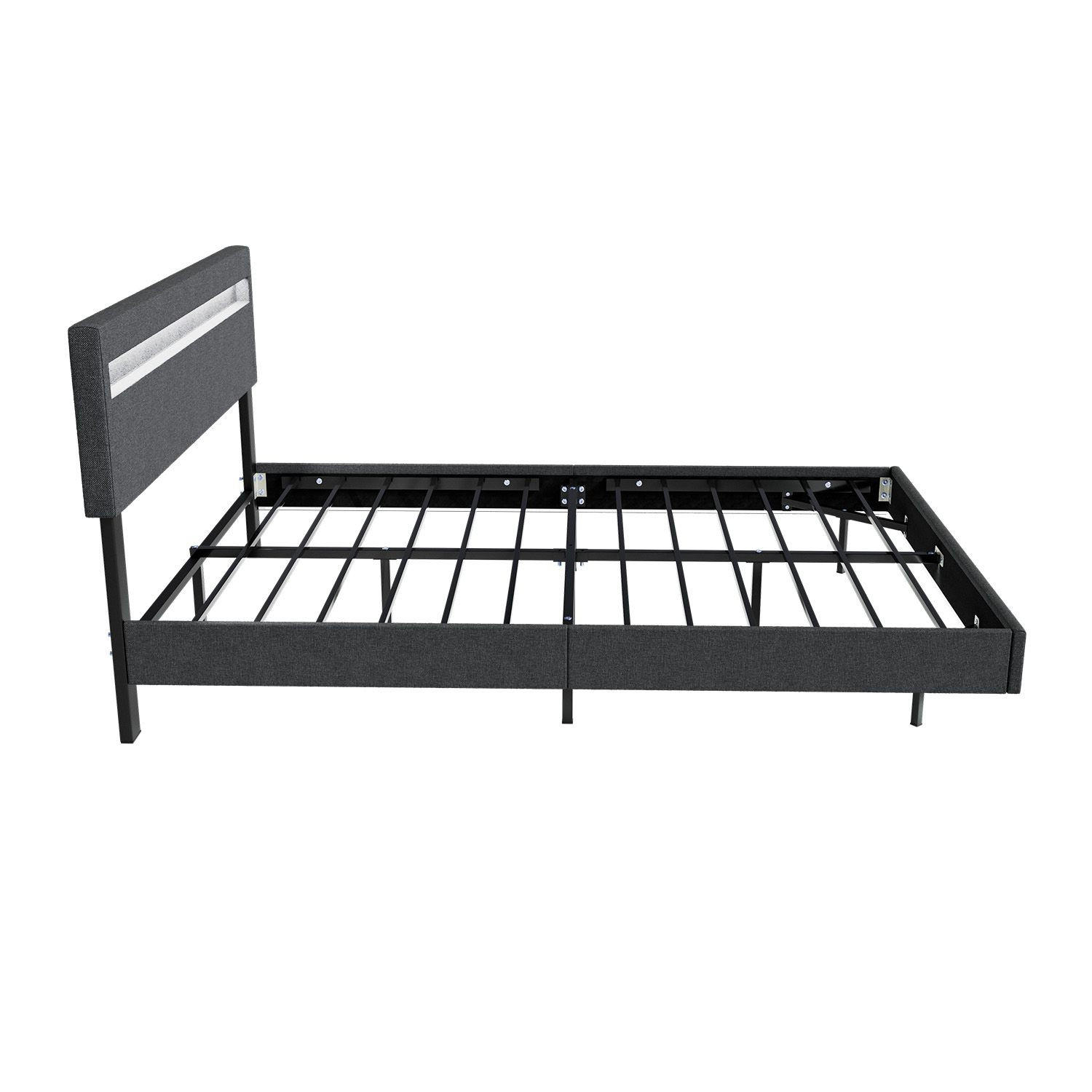 Thumbnail - Juskys Schwebebett, Dunkelgrau, Textil, 140x200 cm, Schlafzimmer, Betten, Polsterbetten