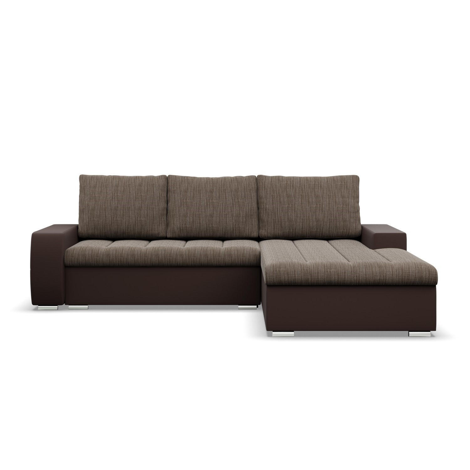 ECKSOFA MIT SCHLAFFUNKTION AURORA RECHTS, Braun + Braun - Braun, Textil (243/200cm)