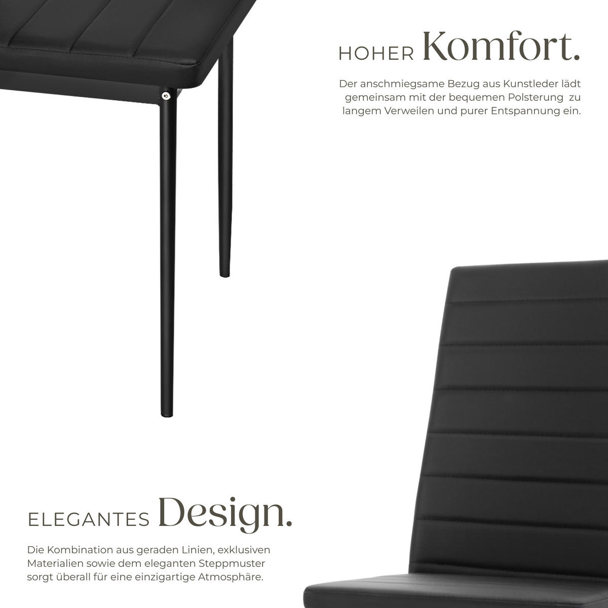 ESSZIMMERSTUHL 8er Set Thomas 41 x 45 x 98 5 cm schwarz - Schwarz, Textil (48/98.5/45cm) - tectake