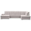 WOHNLANDSCHAFT Jamaal Hellgrau Velours linksseitig - Hellgrau/Schwarz, Textil (330/106/212cm) - Selsey