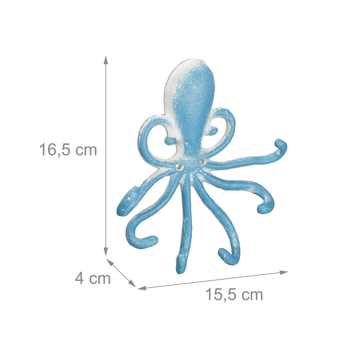 WANDHAKEN - Hellblau, Metall (15.5/16.5/4cm) - Relaxdays