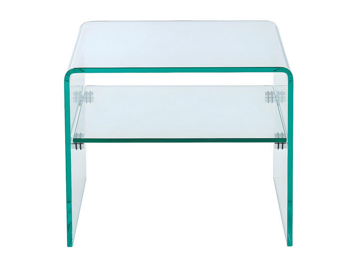 NACHTTISCH mit 1 Ablage - Glas - STILEOS - Transparent, Glas (40/40/48cm) - Vente-Unique