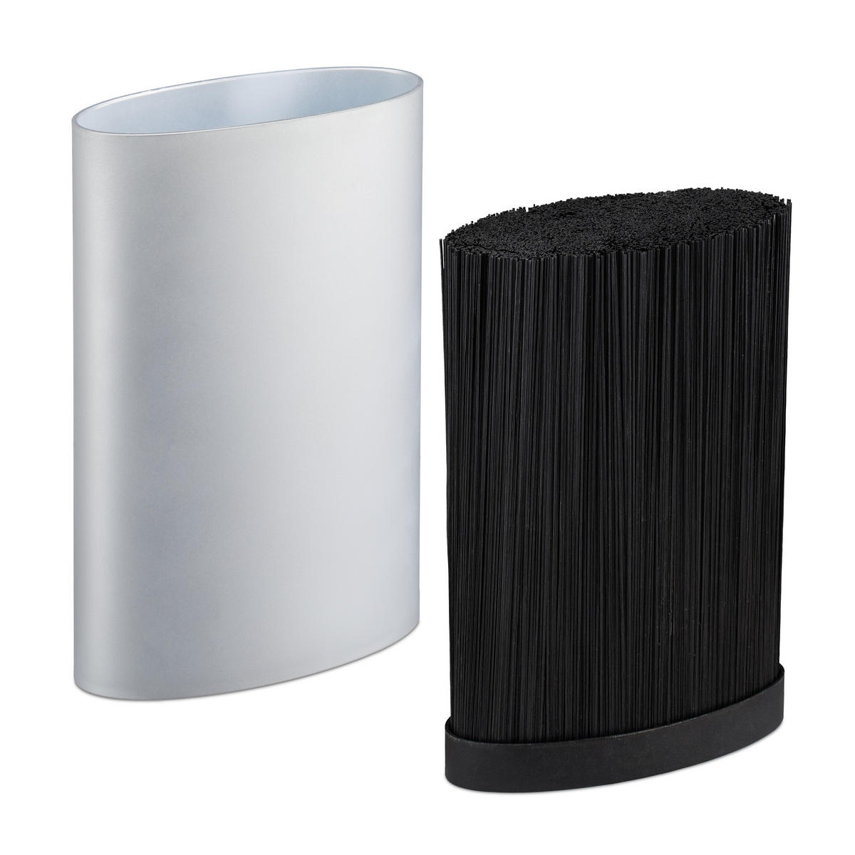 MESSERBLOCK oval - Silberfarben, Kunststoff (16.5/22/6.5cm) - Relaxdays