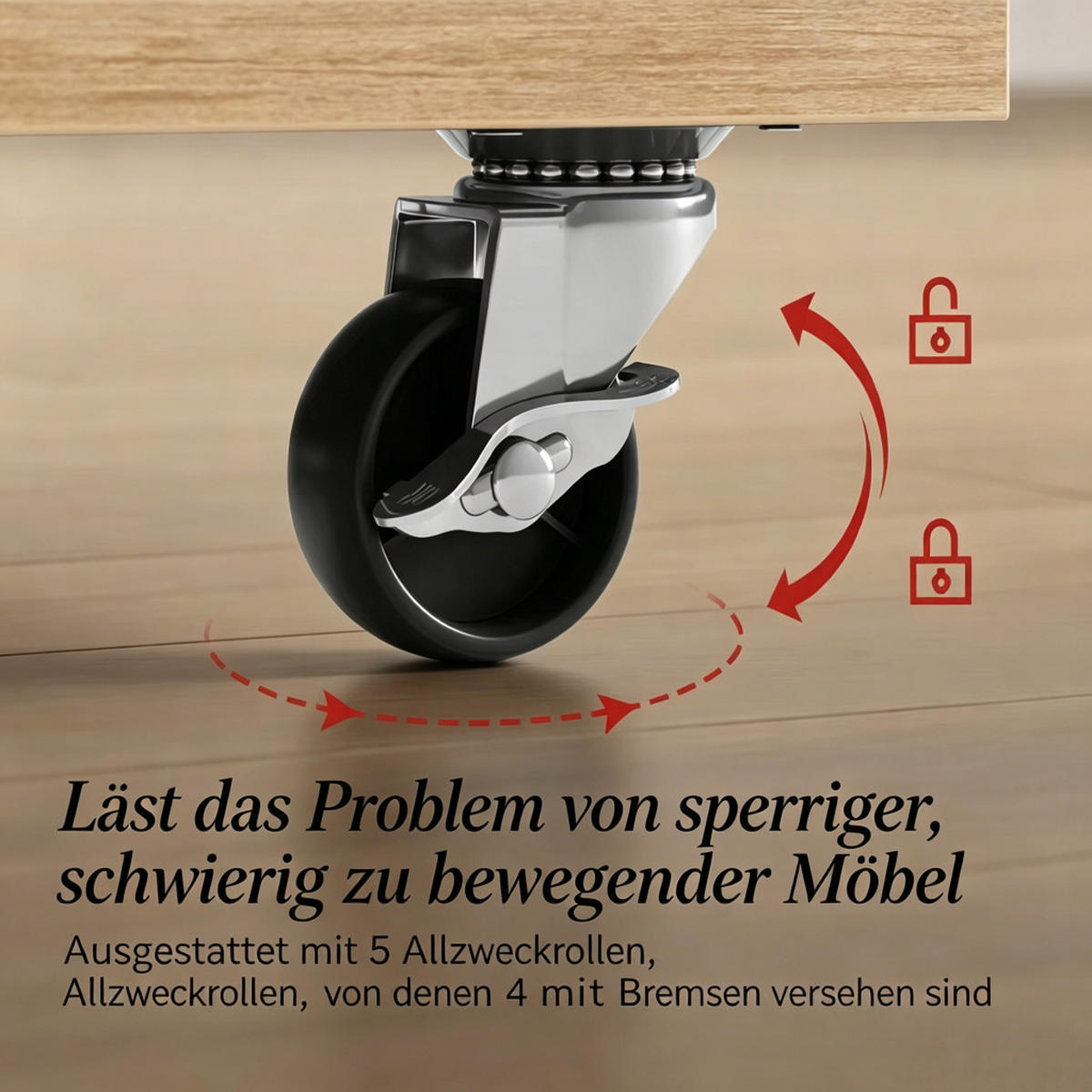 COUCHTISCH DE-37261 Lift-Top ausziehbar mit Rollen Eichenfarben - Eichefarben, Holzwerkstoff (50.5/100/53cm) - ComfortXL