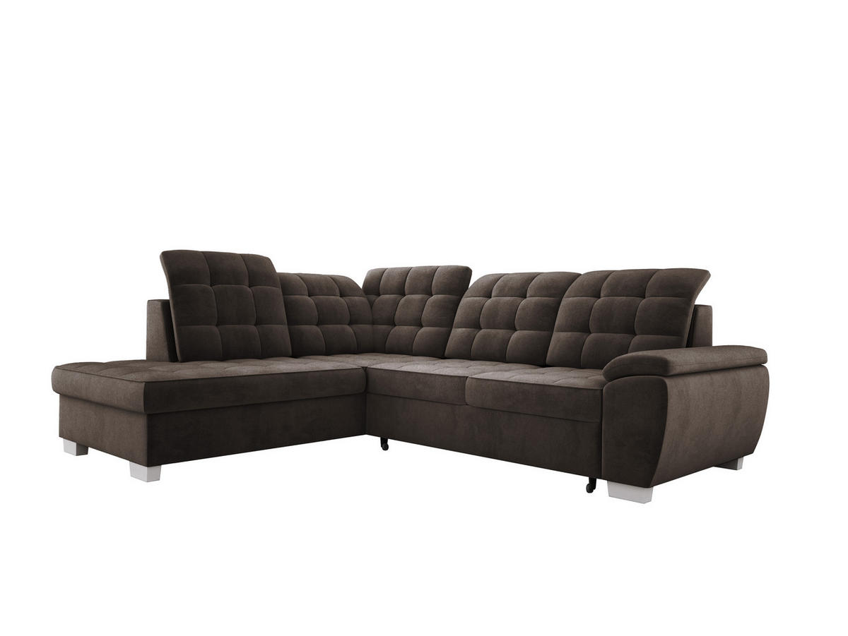 ECKSOFA LOTTA SALVADOR Bettkasten verstellbare Kopfstützen hochwertige Verarbeitung lose Rückenkissen freistehend LINKS 212x258x106 cm Brown - Braun, Holz/Textil (212/258cm) - DomoHome