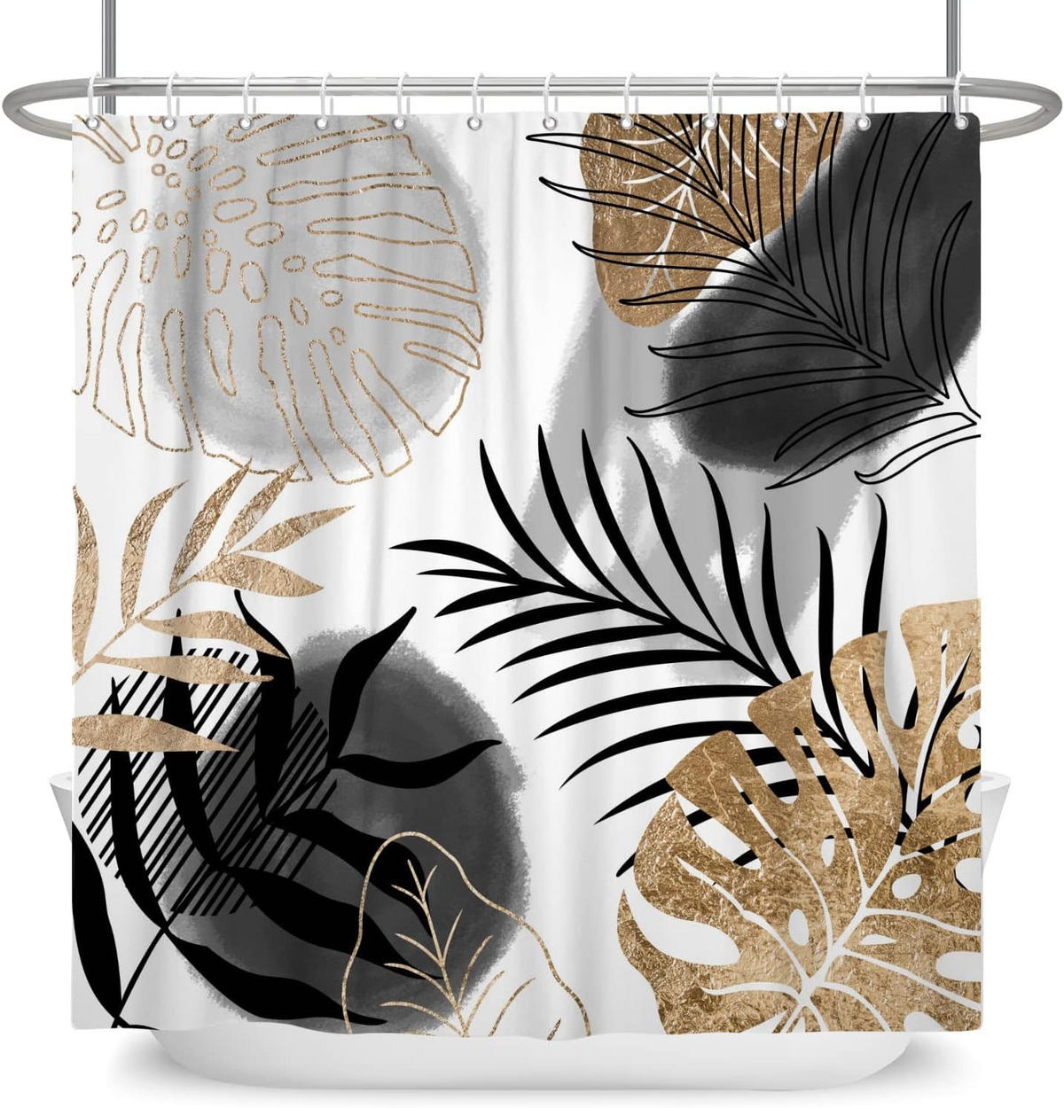 DUSCHVORHANG Set Blätter Pflanzen abstrakt - Multicolor, Kunststoff (180/150cm) - MCBOSON