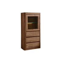 VITRINE Sheesham 70x40x145 rot-braun gebeizt TORONTO #108 - Dunkelbraun, Holz (70/145/40cm) - Massivmoebel24