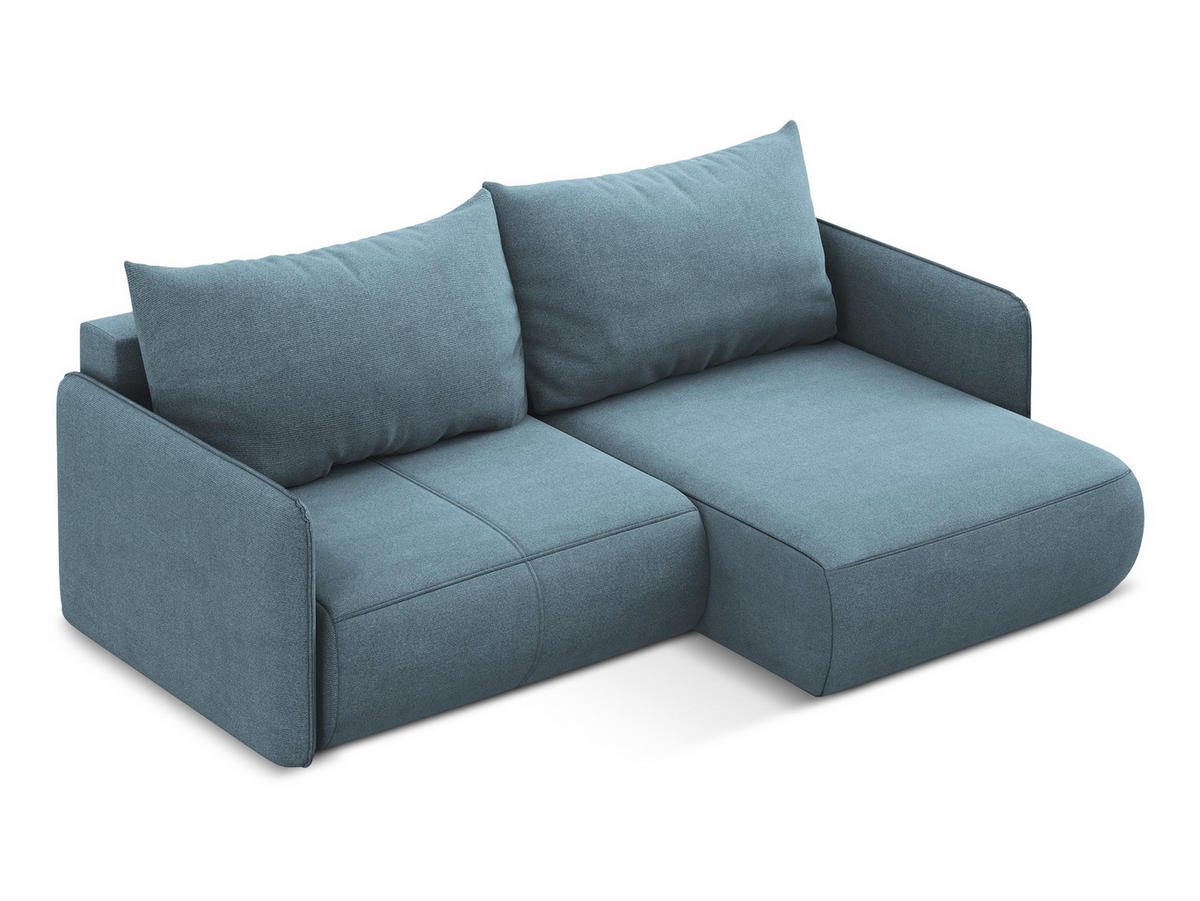 ECKSOFA mit Schlaffunktion Strukturstoff Stoff Blau - Blau/Schwarz, Kunststoff/Textil (207/148cm) - Makamii