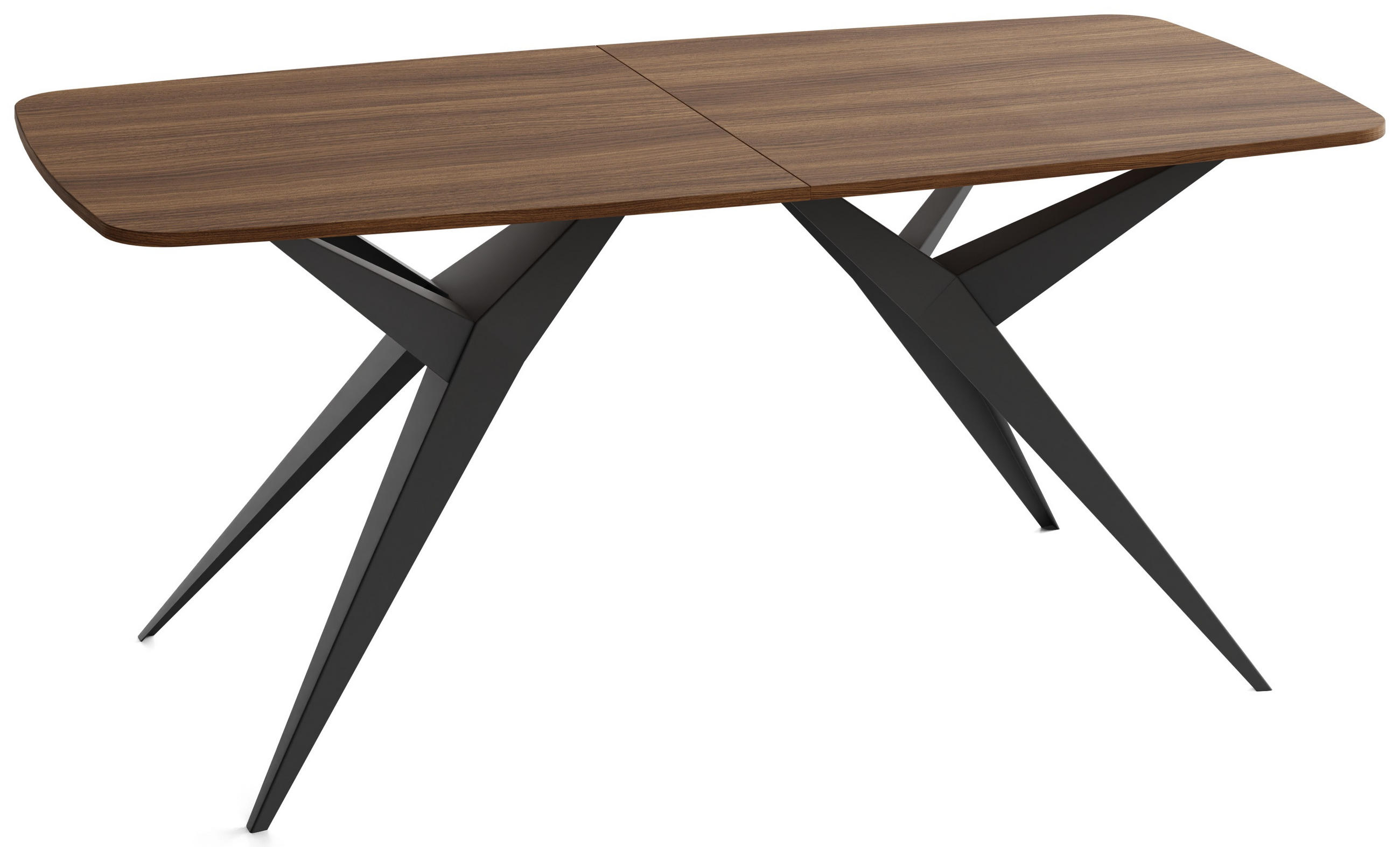 ESSTISCH Trax ausziehbar rechteckig oval, Walnuss Braun 180-260/90/76 - Walnussfarben/Schwarz, Holzwerkstoff/Metall (90/256/76cm) - WFL GROUP