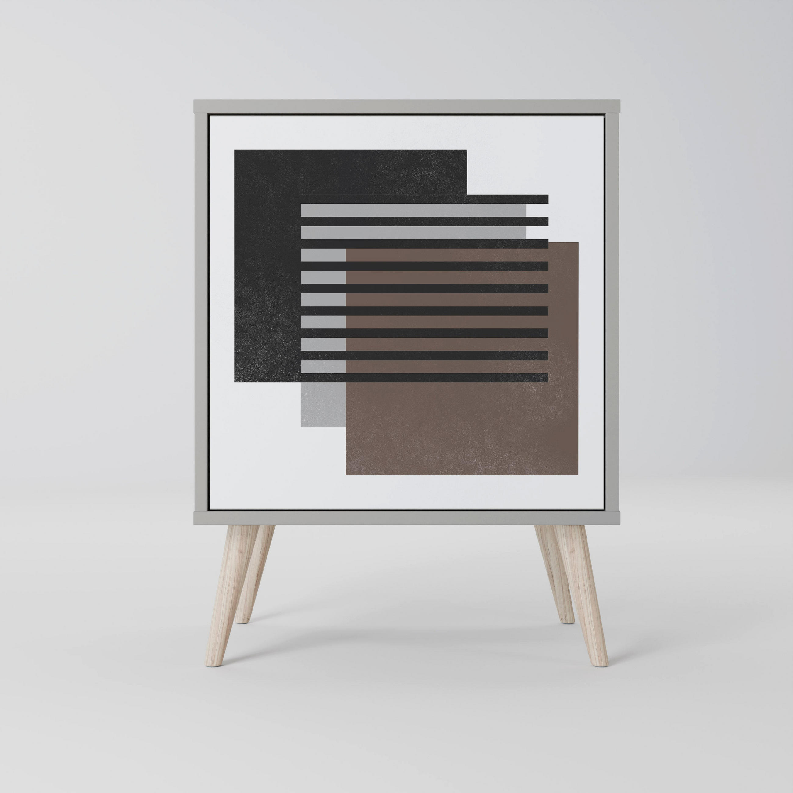 SIDEBOARD SHADOW SYNCHRONY, Grau, 57,5x42x77,5 cm, Schräge Buchenholzfüße - Buchefarben/Multicolor, Holzwerkstoff/Buchenholz (57.5/77.5/42cm) - SpaceRebels