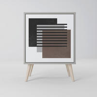 SIDEBOARD SHADOW SYNCHRONY, Grau, 57,5x42x77,5 cm, Schräge Buchenholzfüße - Buchefarben/Multicolor, Holzwerkstoff/Buchenholz (57.5/77.5/42cm) - SpaceRebels