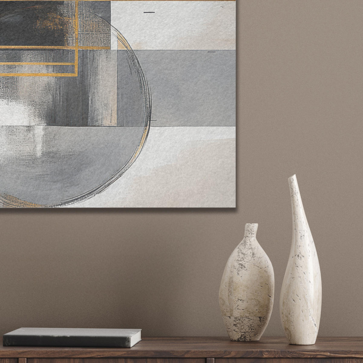 AKUSTIKBILD Abstrakt - Gold - Silber - Formen - Ästhetisch - Modern Wanddeko 70x50 cm - Goldfarben, Kunststoff (70/50/0.9cm) - MuchoWow