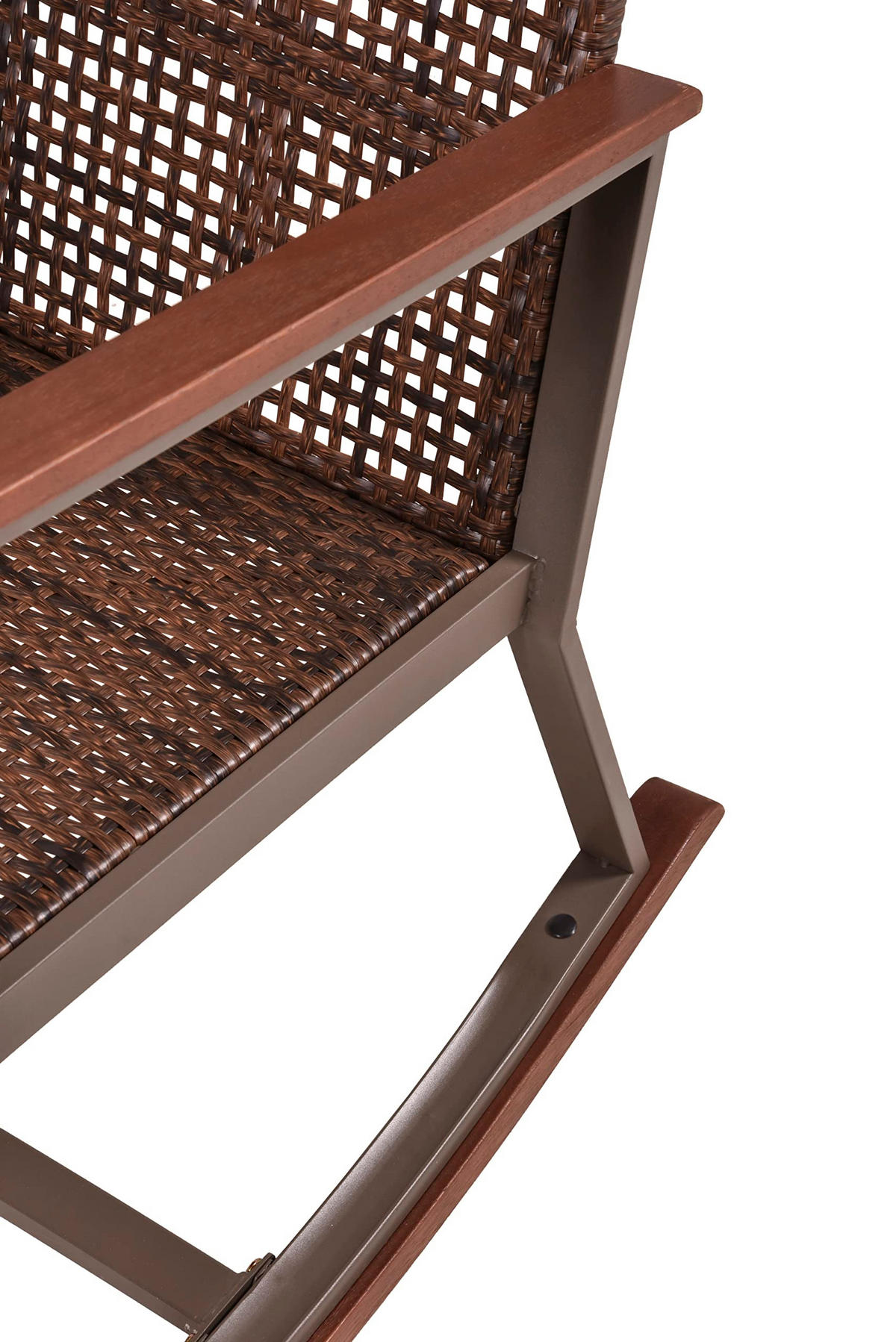 OUTDOOR-SCHAUKELSTUHL Mainz mit Beistelltisch Dunkelbraun Gartenstuhl - Dunkelbraun, Holz (45/45/45cm) - DELUKE