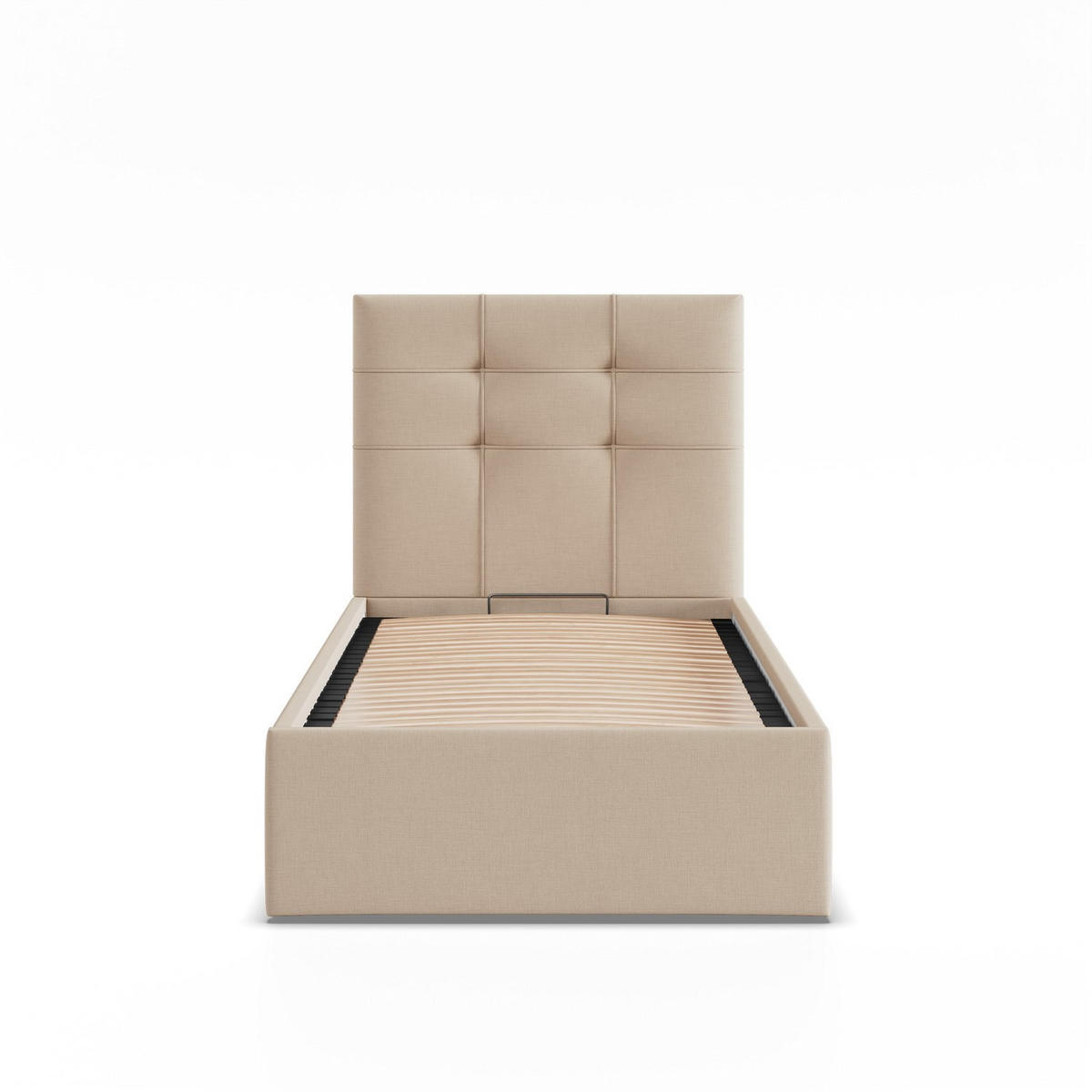 POLSTERBETT MIT KOPFTEIL 90x200 mit Bettkasten SORIA, Beige - Beige, Textil (90/200cm) - Mebligo