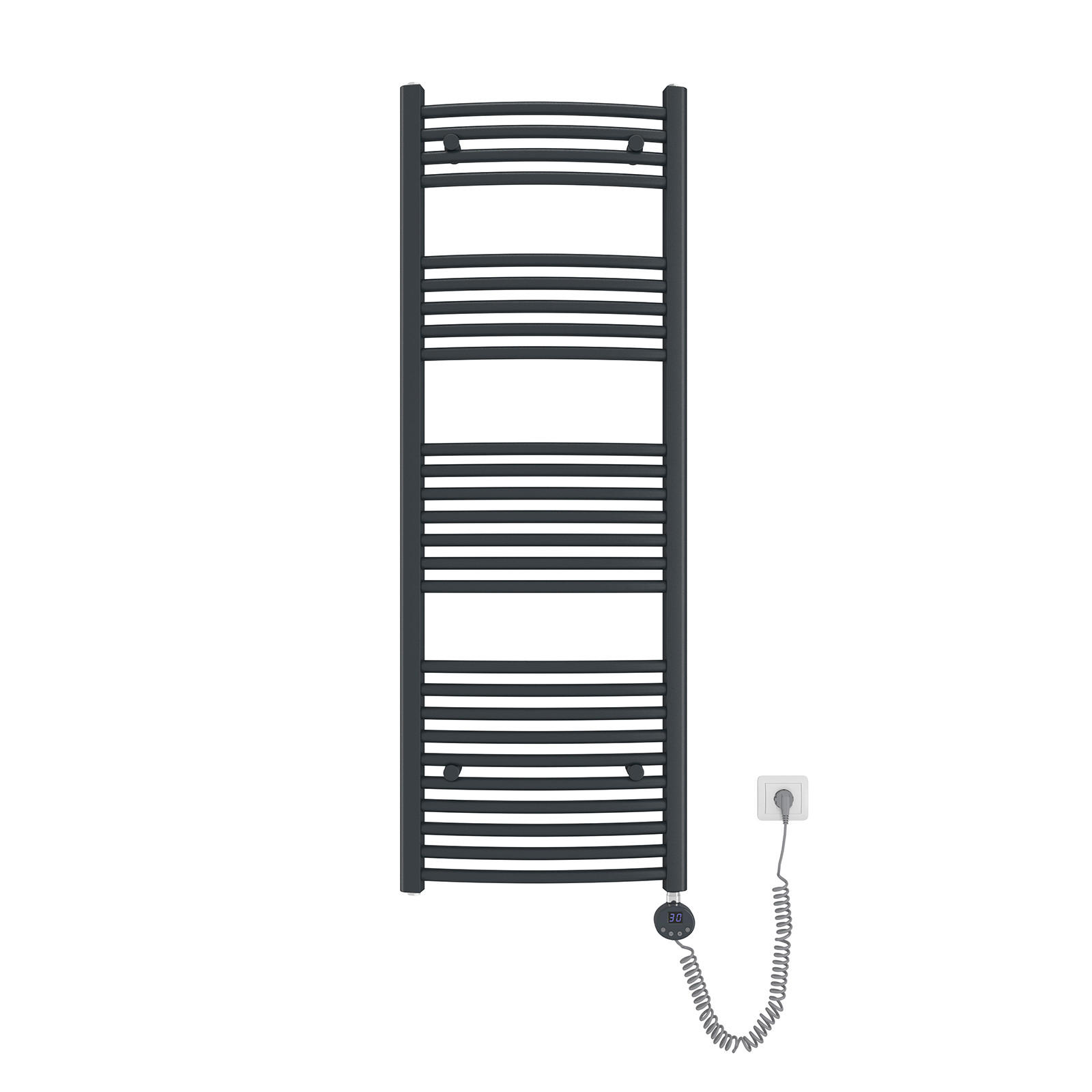 HANDTUCHHEIZKÖRPER elektrisch gebogen Anthrazit 140/50/5,6 cm - Anthrazit, Metall (50/140/5.6cm) - EMKE