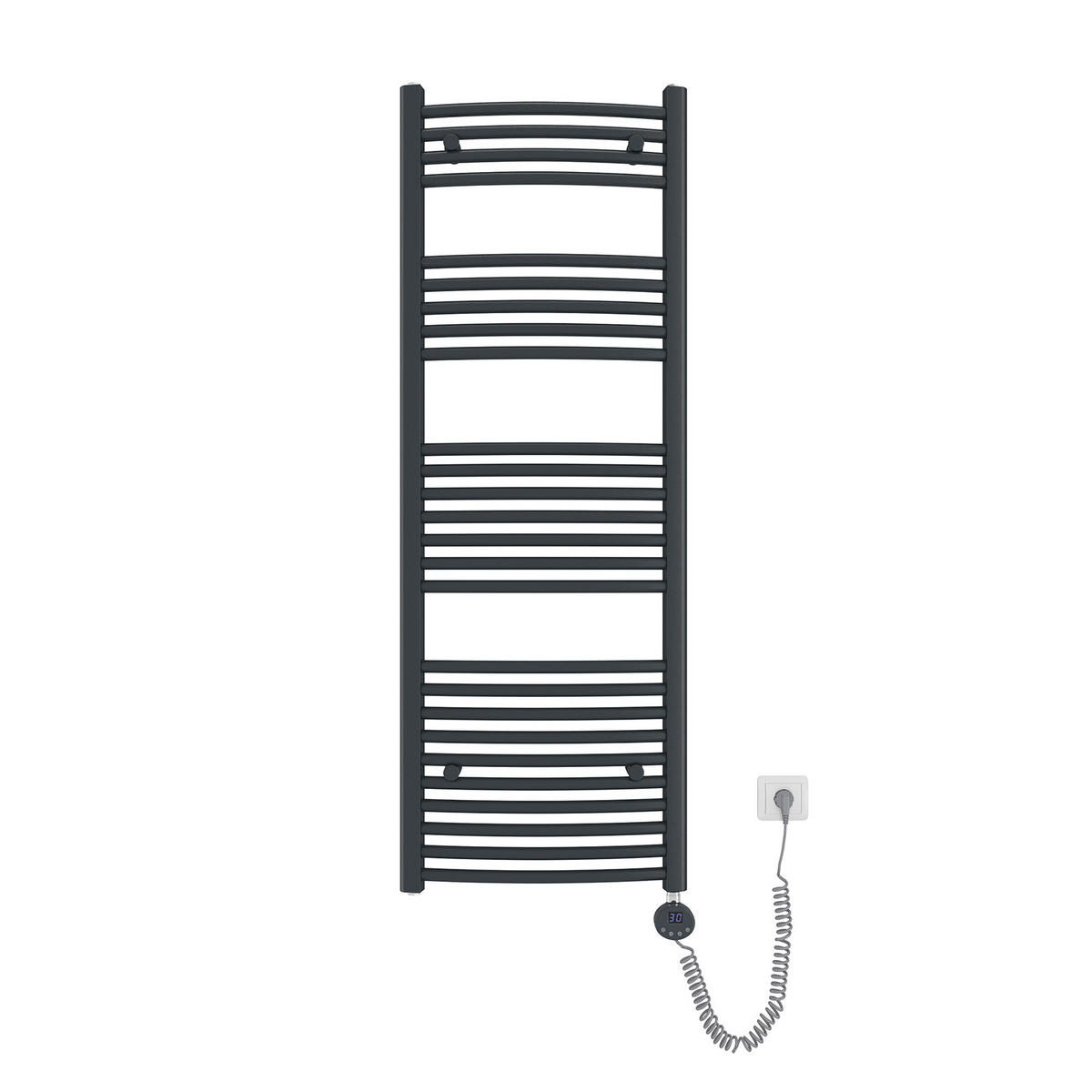 HANDTUCHHEIZKÖRPER elektrisch gebogen Anthrazit 140/50/5,6 cm - Anthrazit, Metall (50/140/5.6cm) - EMKE