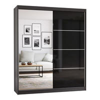 SCHWEBETÜRENSCHRANK Multi 31 Grau/Schwarz + Spiegel 183 cm - Schwarz/Alufarben, Glas/Holzwerkstoff (183/218/61cm) - imoebel24