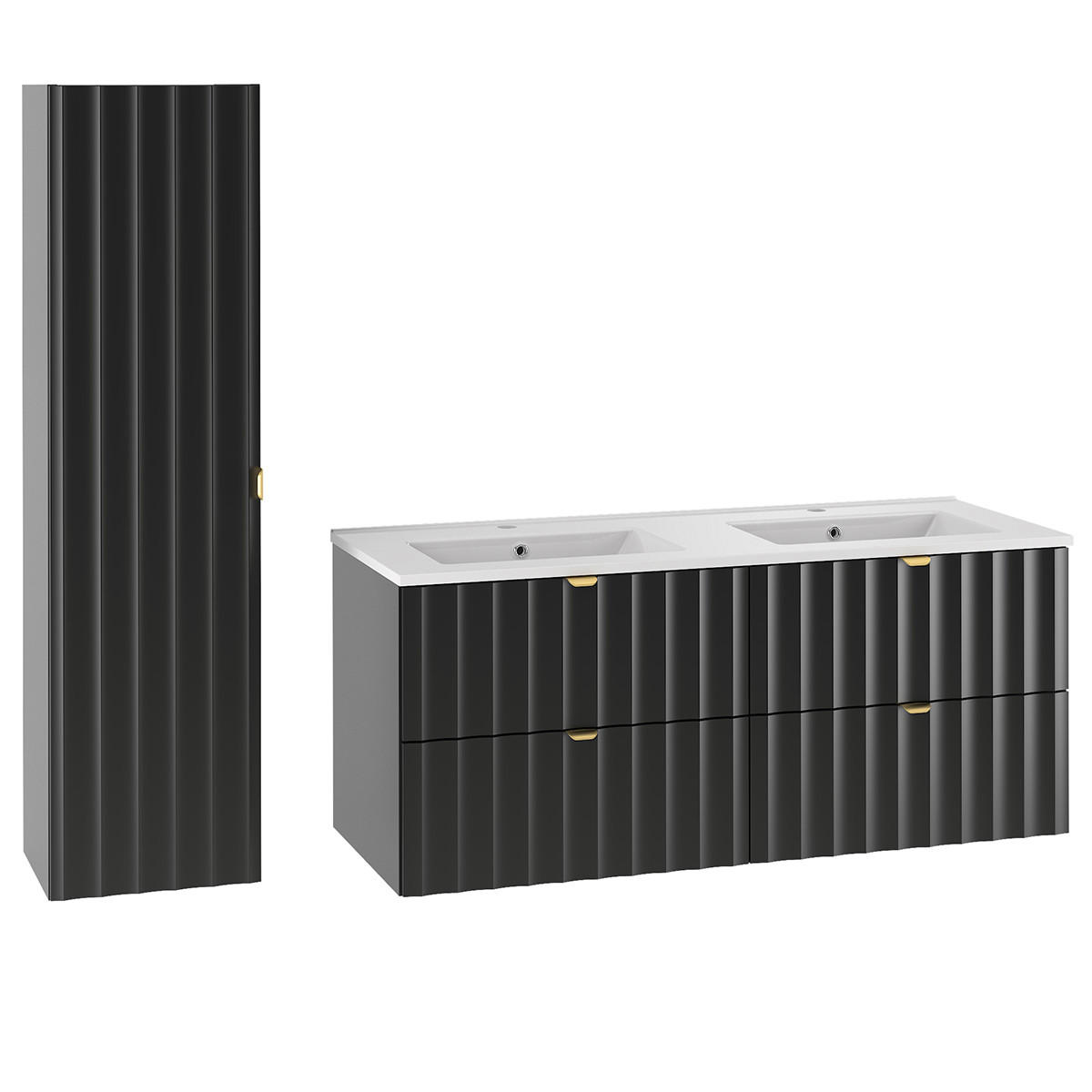 BADMÖBEL Lexa 2er-Set Schwarz - Schwarz, Holzwerkstoff (120/50/45.8cm) - Petits-meubles