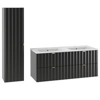 BADMÖBEL Lexa 2er-Set Schwarz - Schwarz, Holzwerkstoff (120/50/45.8cm) - Petits-meubles