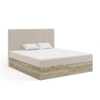BOXBETT Doppelbett Jessen 160x200 cm, Beige - Hellbraun, Textil (160/200cm) - Fedve