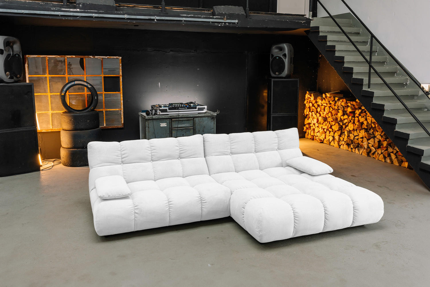 Thumbnail - Kawola Ecksofa, Weiß, Textil, Echtholz, 3-Sitzer, Füllung: Kaltschaum, Ottomane rechts, 290x178 cm, Wohnzimmer, Sofas & ...