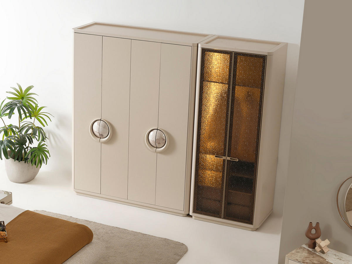 KLEIDERSCHRANK Sebastian 6 trg. - Beige, Holzwerkstoff (271/230/65cm)