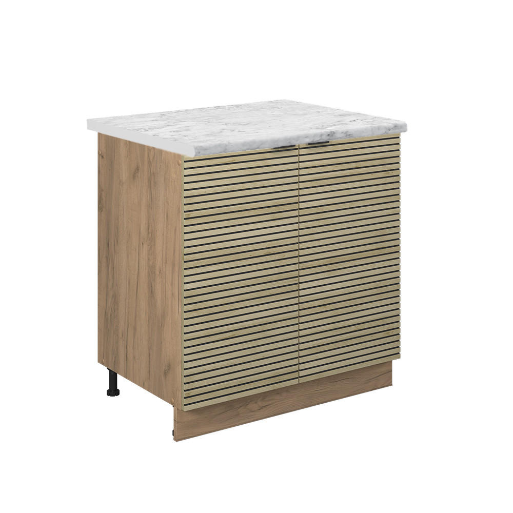 DISKBÄNKSSKÅP Fame-Line Ekpanel 80 cm , AP Marble Ekfärgad, Honungsek 82/80/60 cm