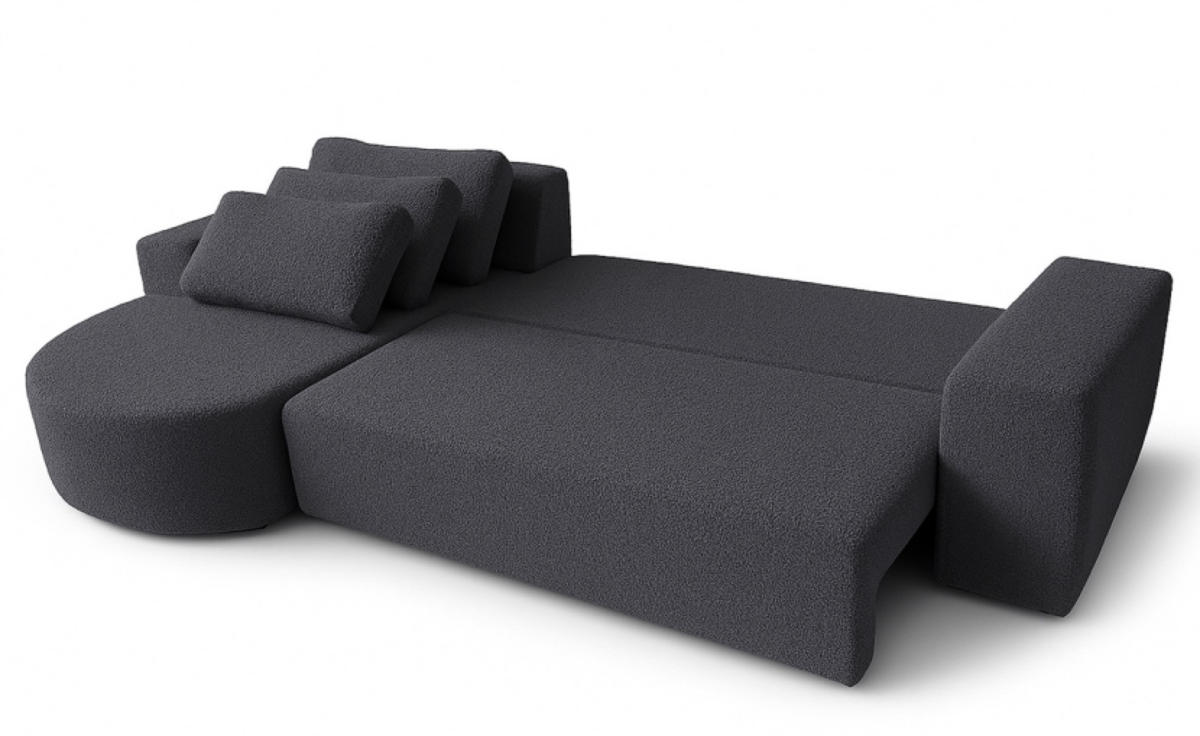 ECKSOFA Grafit Vello Mit Schlaffunktion Links Stoff Boucle - Graphitfarben, Textil (270/165cm) - Sepro Meble