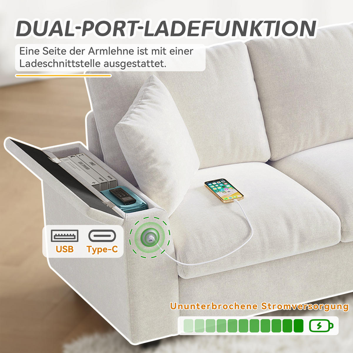 ECKSOFA 280/137/84 cm Beige aus Chenille mit Schlaffunktion und Stauraum - Beige, Textil (137/280cm) - OKWISH