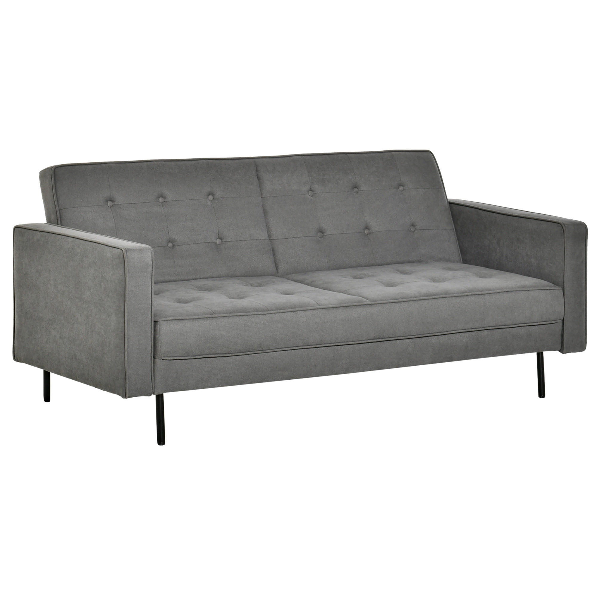 SCHLAFSOFA 3-Sitzer Schlafcouch verstellbarer Bettsofa mit Schlaffunktion Grau - Grau, Textil (91/85/187cm) - HOMCOM