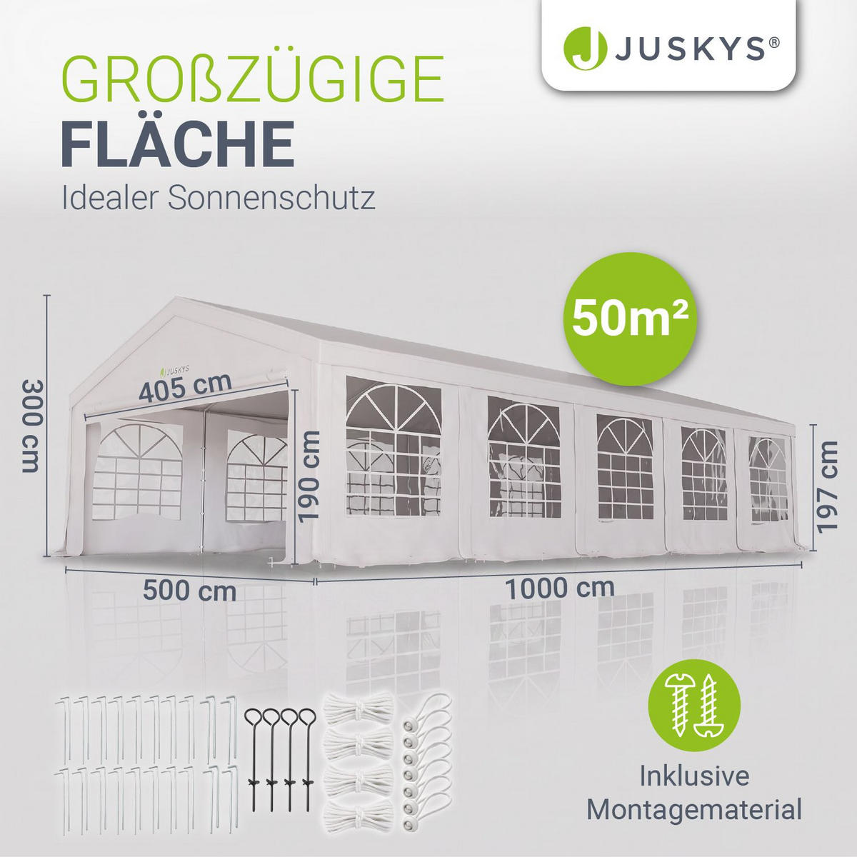 FESTZELT Partyzelt Gala weiß 5x10 m - Weiß, Kunststoff (500/280/1000cm) - Juskys