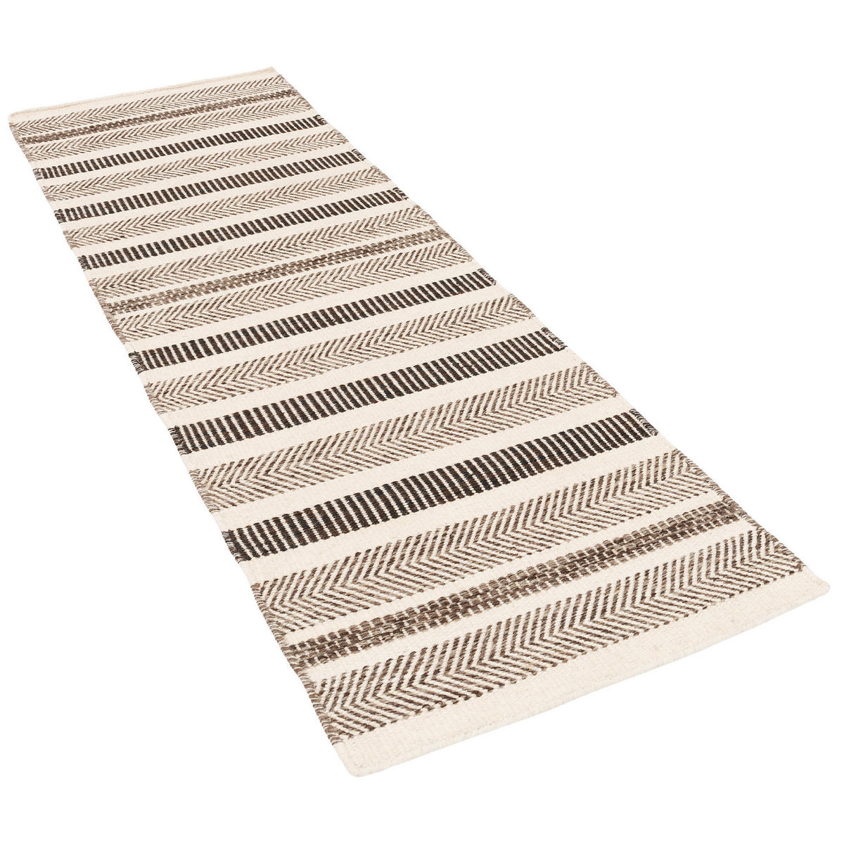 NATUR TEPPICH LÄUFER WOLLE RANA STREIFEN - Beige/Braun, Textil (70/130cm) - Pergamon