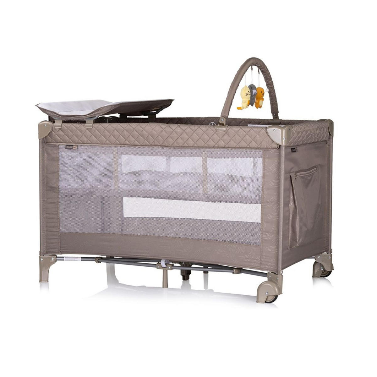 REISEBETT Luna 2 Ebenen dunkelbraun Wickelauflage klappbar Spielbogen Faltmatratze - Cappuccino, Kunststoff (60/120cm) - Chipolino