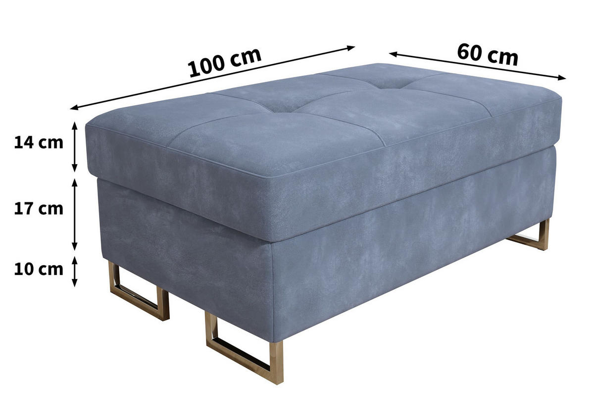 POLSTERHOCKER BARLET Hellgrau 100x60 cm - Hellgrau, Textil (100/41/60cm) - MASSENO