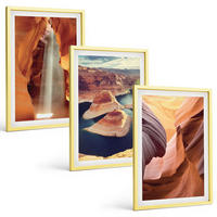 BILDER SET 3er Set - 40x60 cm Goldrahmen - Wasserfall in der Schlucht - Goldfarben, Kunststoff (40/60cm) - TULUP