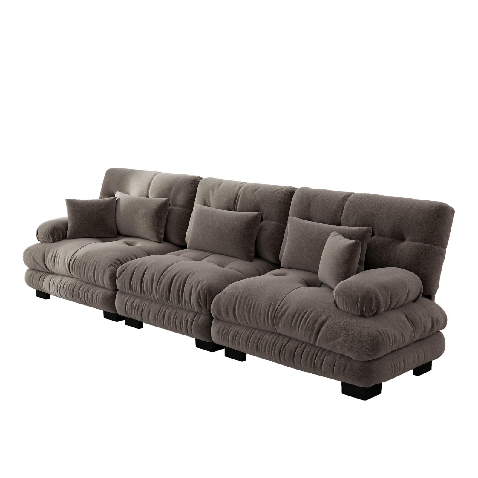 SCHLAFSOFA 3-Sitzer aus Chenille mit Tiefsitz, Braun - Braun, Textil (313/81/77cm)