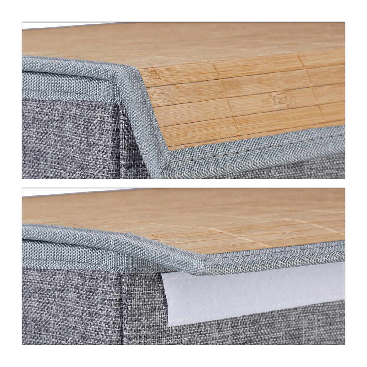 WÄSCHEKORB - Grau, Holz/Textil (40/60/30cm) - Relaxdays