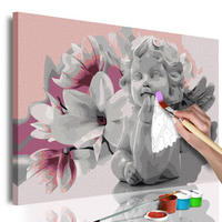 MALEN NACH ZAHLEN 50/40 cm - Pink/Grau, Textil (1.4/40cm) - KUNSTLOFT