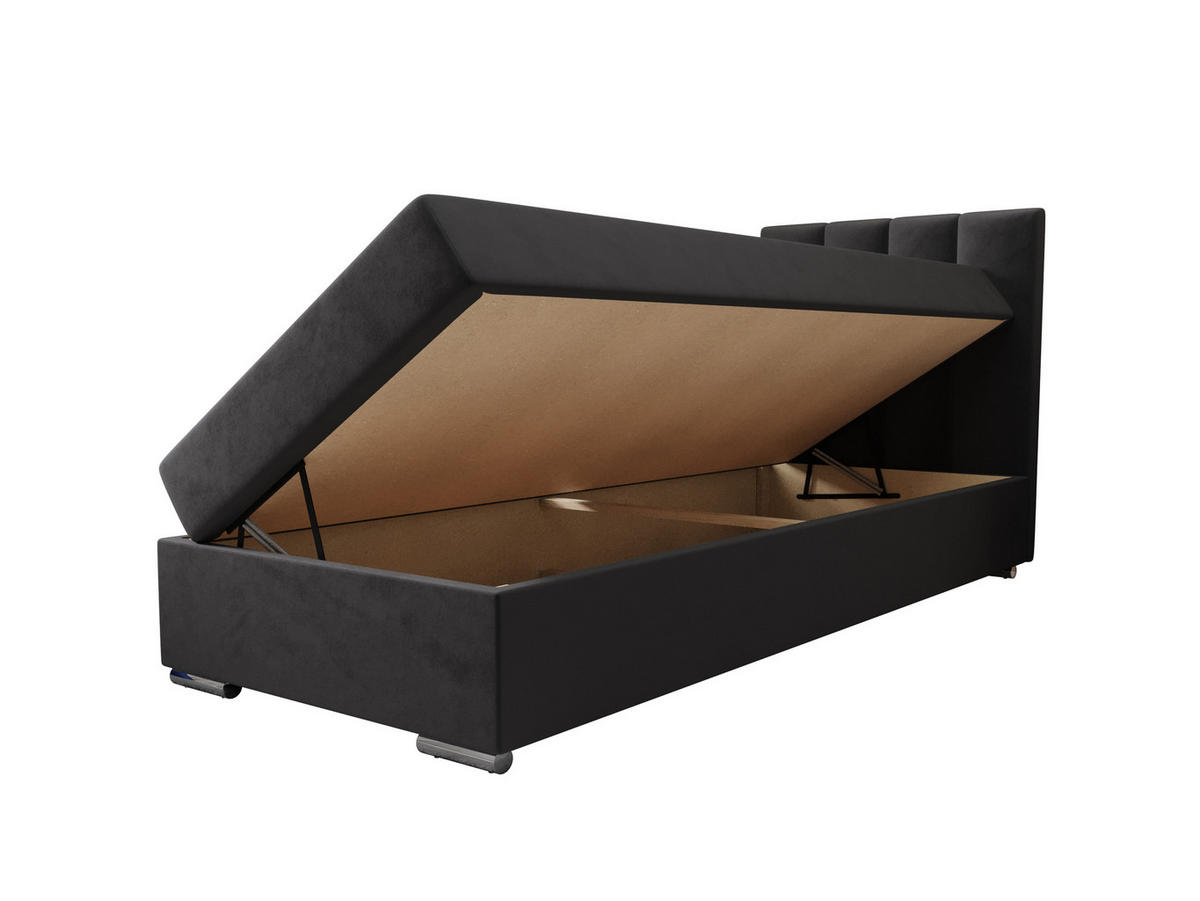 BOXBETT ZILANO 2 mit Matratze H3 und Topper 90x200 Itaka 27 - Dunkelgrau, Holz/Textil (90/200cm) - Bedante