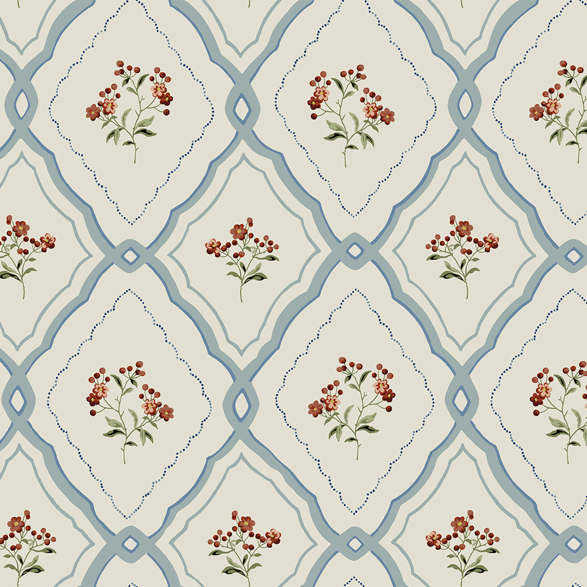 VLIESTAPETE Pinford Trellis Pale Seaspray Blue - Hellblau, Papier/Kunststoff (52/1000cm) - Graham & Brown