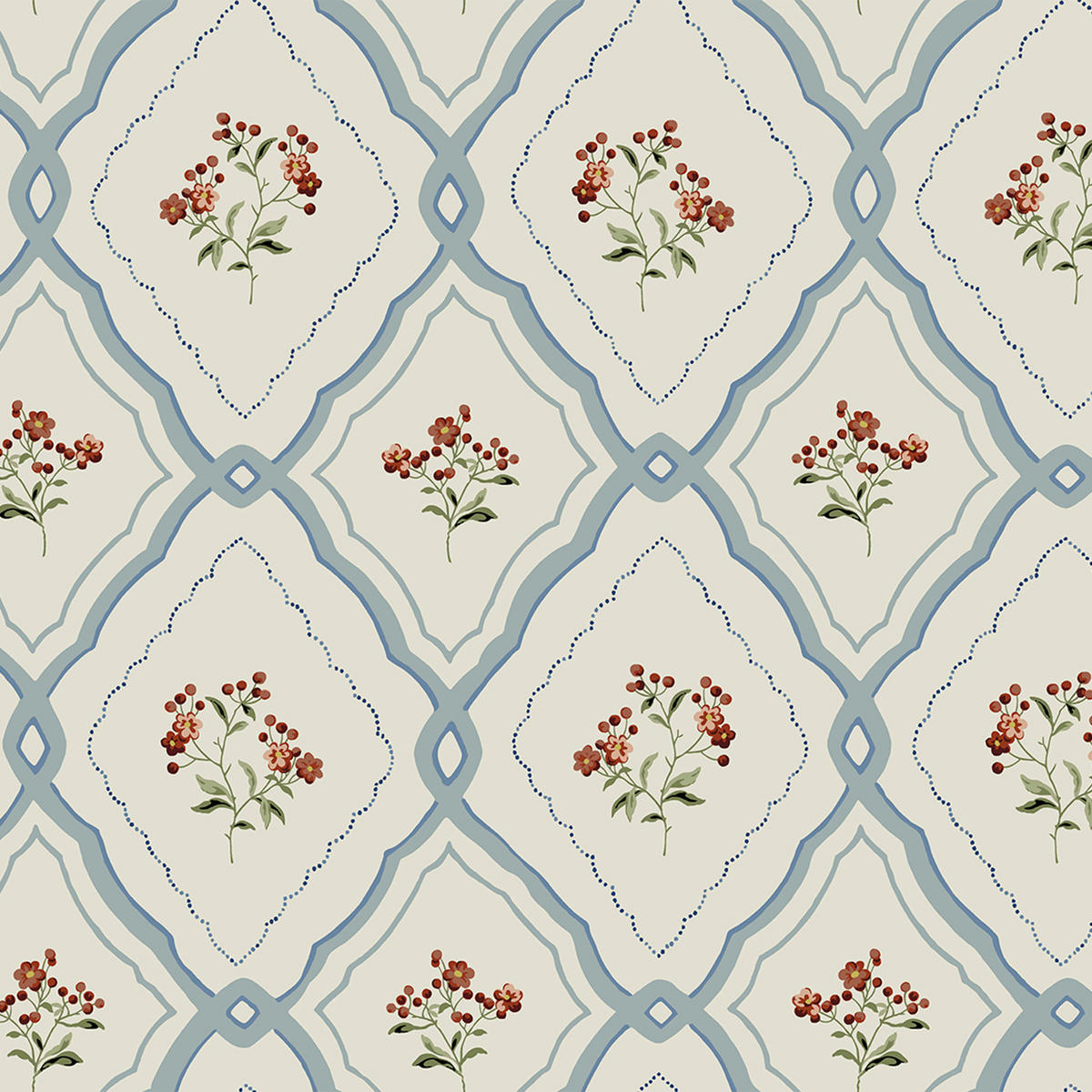 VLIESTAPETE Pinford Trellis Pale Seaspray Blue - Hellblau, Papier/Kunststoff (52/1000cm) - Graham & Brown