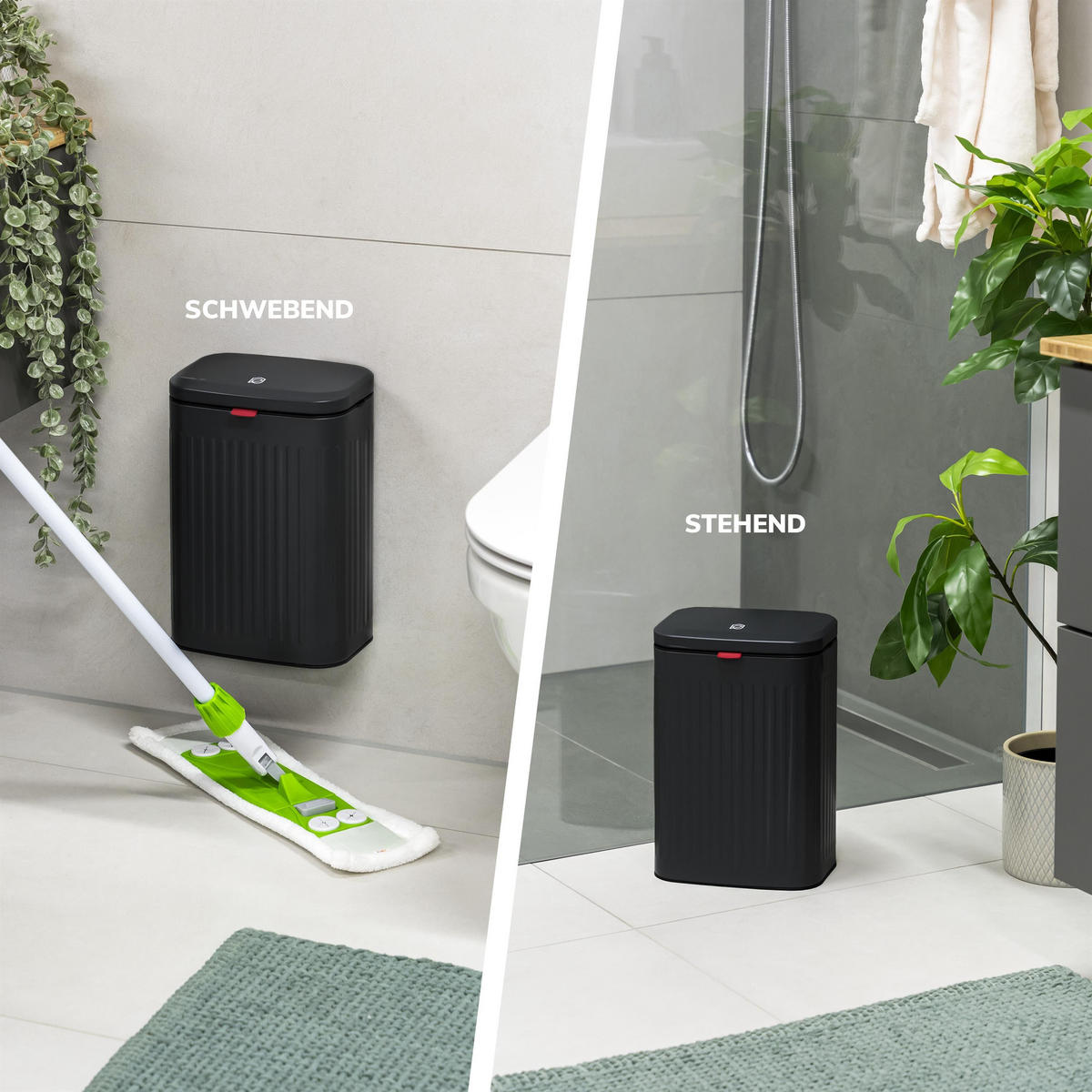 ABFALLEIMER Metall, 6 Liter schwarz - Schwarz, Metall (22.5/31/16.5cm) - eluno