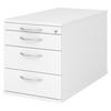 ROLLCONTAINER - mit 3 Schubladen 80/42,8/51,2 cm in Weiß Bogengriff (Metall) - Weiß, Holzwerkstoff (42.8/51.2/80cm) - bümö