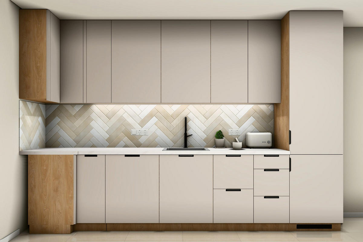 L-KÜCHE Sorento Beige & Sonoma Eiche – 359 × 239 cm – KÜ-SORENTOS-001 - Beige, Holzwerkstoff (359/247/239cm) - ROYAL24_MARKT