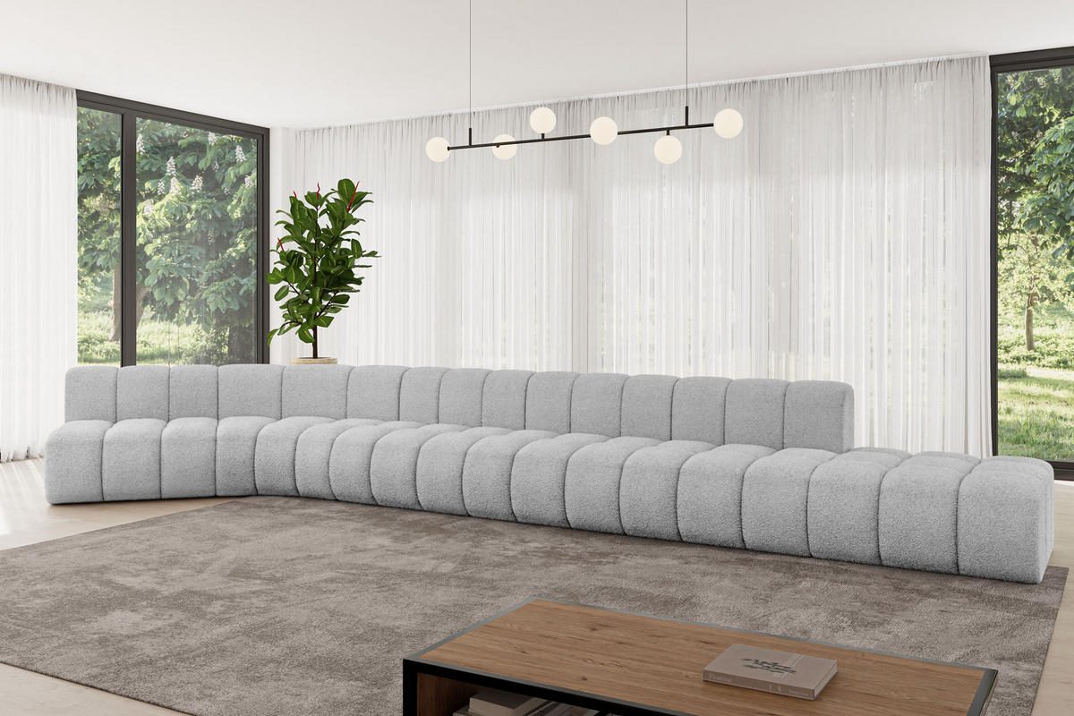 ECKSOFA modulares Sofa Brilo-L3 - 562x174x70 cm Hellgrau - Hellgrau, Holzwerkstoff/Textil (562/174cm) - ALTDECOR