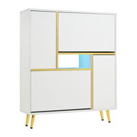 SCHUHKIPPER in Weiß Hochglanz mit LED-Beleuchtung - Weiß, Holzwerkstoff (80/96/25cm) - Urban Meuble